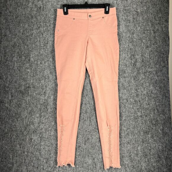 Hue‎ Jeans Womens Small Peachy Skinny Raw Hem Stretch Mid Rise Distressed - Picture 1 of 9